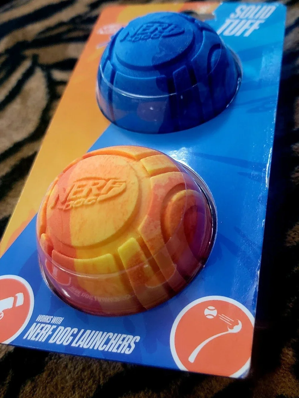 Nerf Dog Super Soaker Balls Solid Tuff 2 Pack - Blue and Orange Ea.